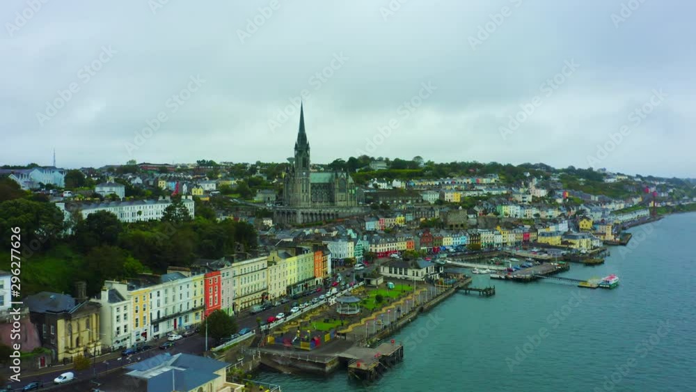 Aerial shot of Cobh, beautiful town with colourful houses. Aerial shot of Cobh, beautiful town with colourful houses.