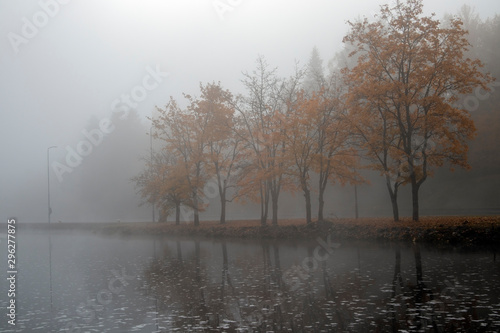 foggy morning at the Saimaa canal in Mustola, Lappeenranta Finland