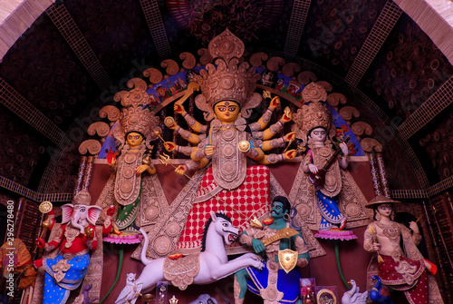 Non conventional Durga idol captured during durga Puja at Kolkata.