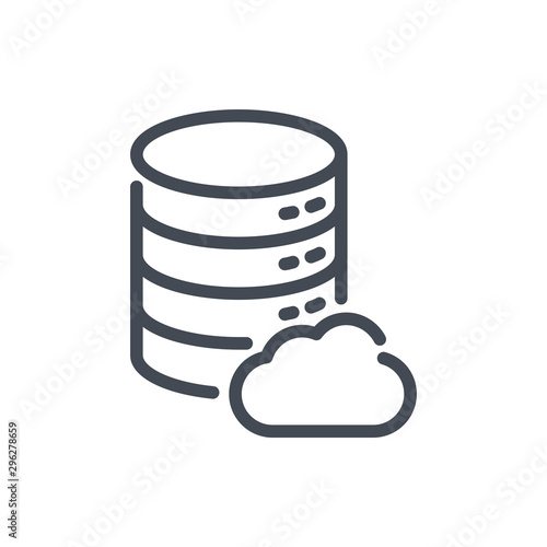 Cloud database line icon. Online storage vector outline sign.