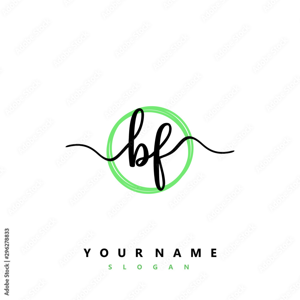 BF Initial handwriting logo vector	