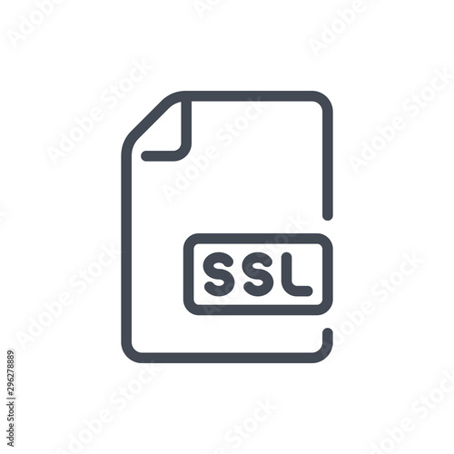 SSL file line icon. Secure Sockets Layer certificate vector outline sign.