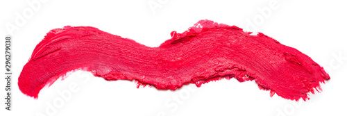 Red lipstick stroke isolated on a white background. Lipstick trace on white