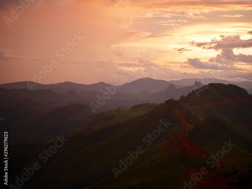 sunset in the mountains, Rural mountain views