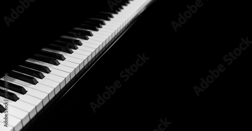 Piano and Piano keyboard with black background.