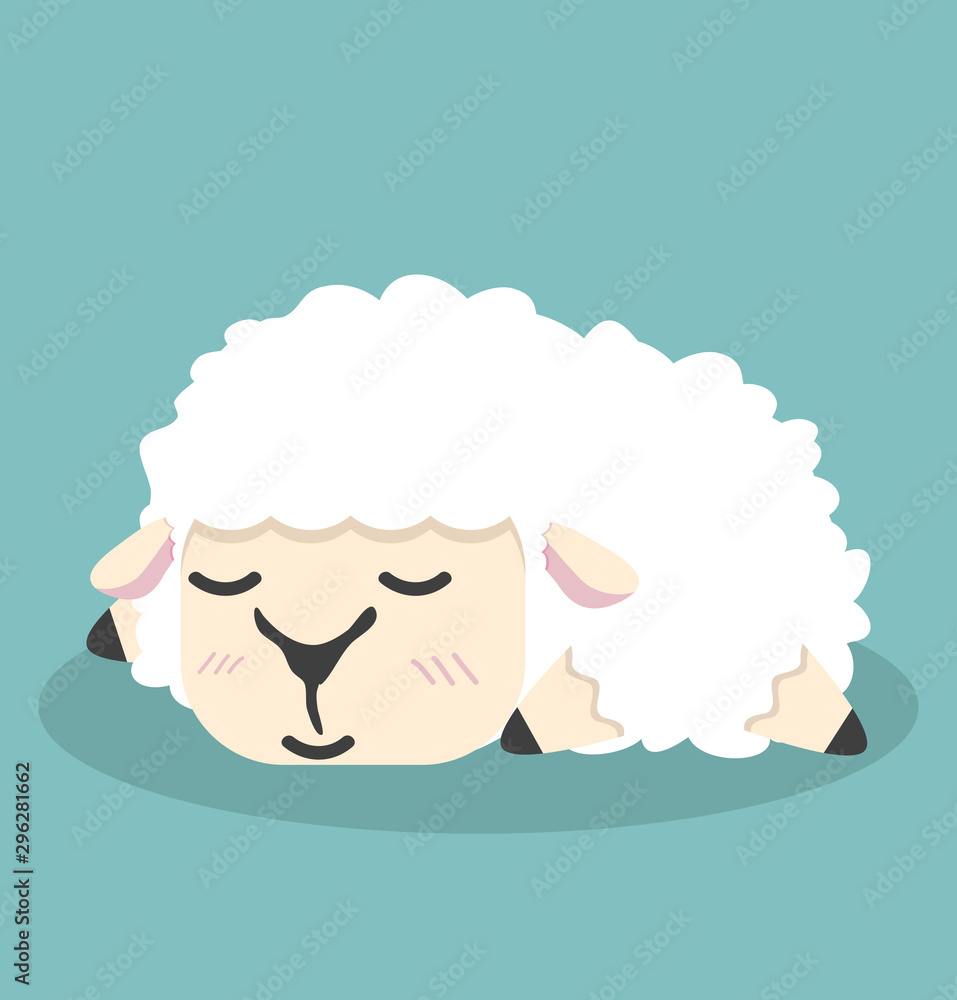 Cute white little sheep sleep vector Cute white little sheep sleep vector