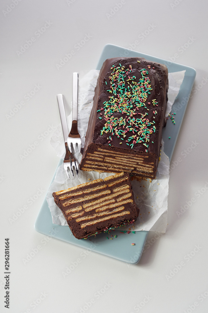 Ginger and honey biscuit cake with choc-orange icing recipe | delicious.  magazine