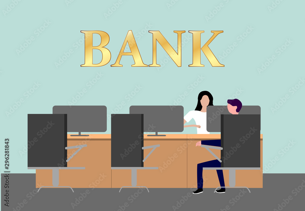 Bank office interior with consultants Bank office interior with consultants