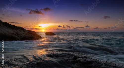 Beautiful sunset time on the sea background with copy space for text or design.