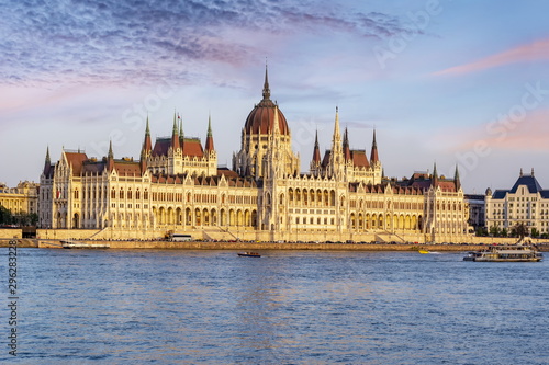 Hungarian Parliament at sunset, Budapest, Hungary