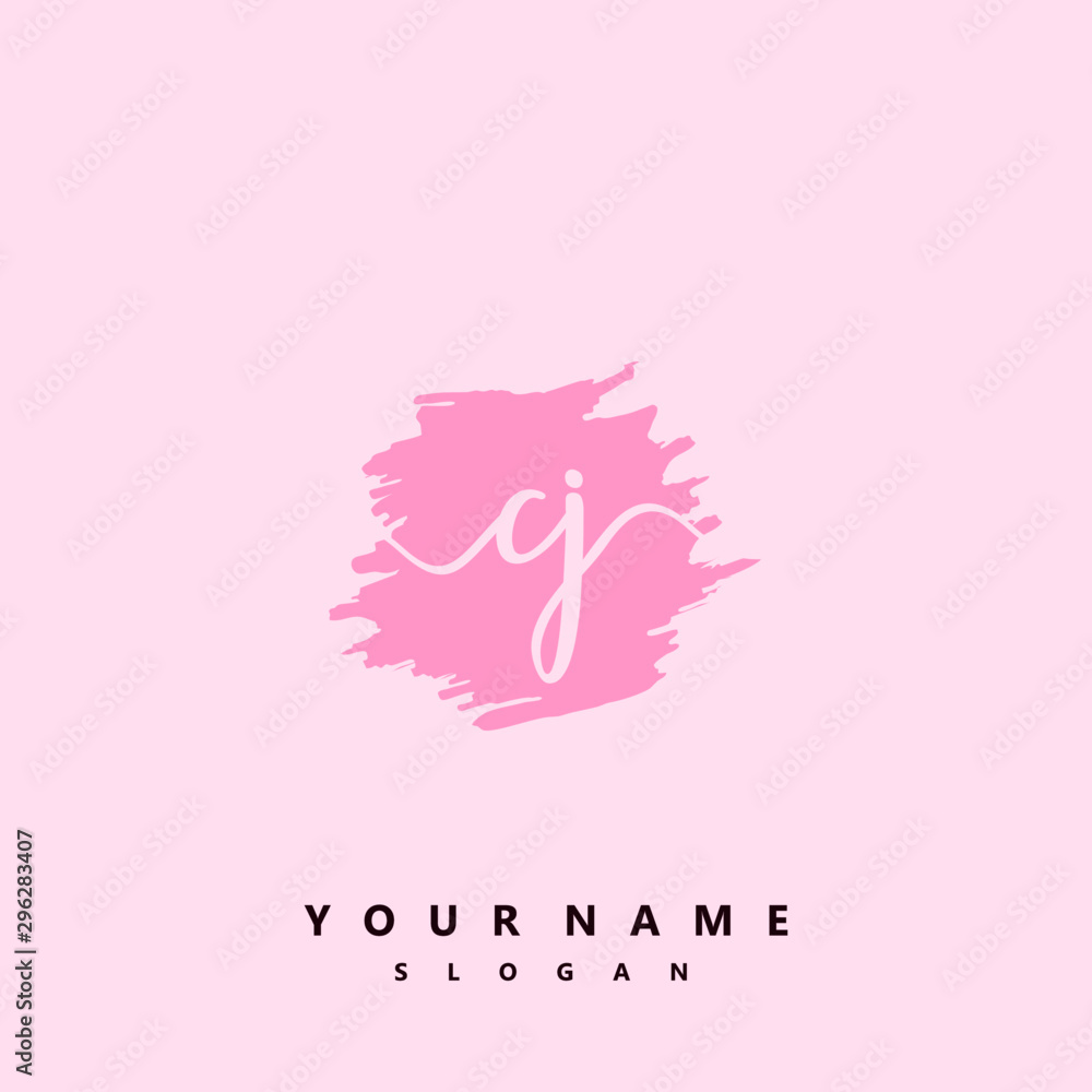CJ Initial handwriting logo vector	