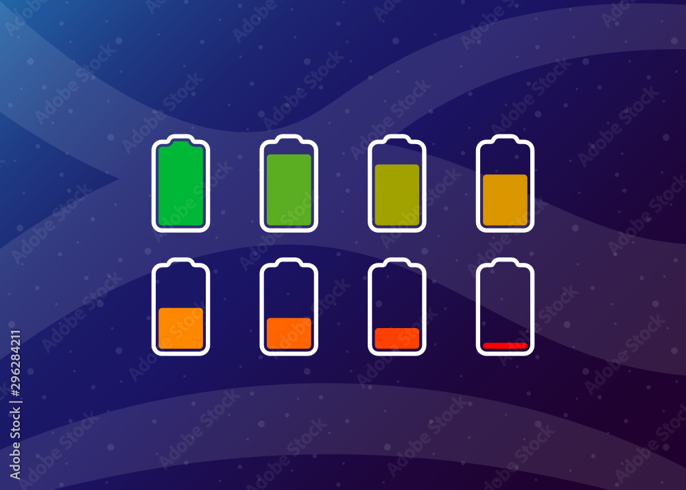 Battery Full Low Empty Charging Smartphone Fully Charged Vector Illustration Battery Full Low Empty Charging Smartphone Fully Charged Vector Illustration