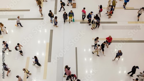 Crowd Of Anonymous Unrecognizable People Walking In Mall - time lapse 