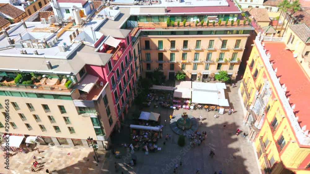 Vidéo Stock MALAGA, SPAIN SEPTEMBER 26, 2019 Panorama of Plaza del