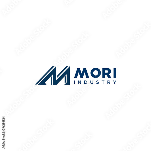 Illustration modern letter M geometric logo design photo