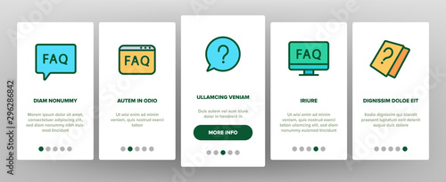 Faq Frequently Asked Questions Onboarding Mobile App Page Screen Vector Website And Word Faq In Quote Frame, Exclamation And Information Mark Concept Linear Pictograms. Contour Illustrations