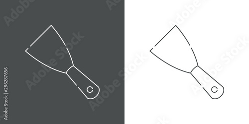 Icono plano lineal espátula en gris y blanco