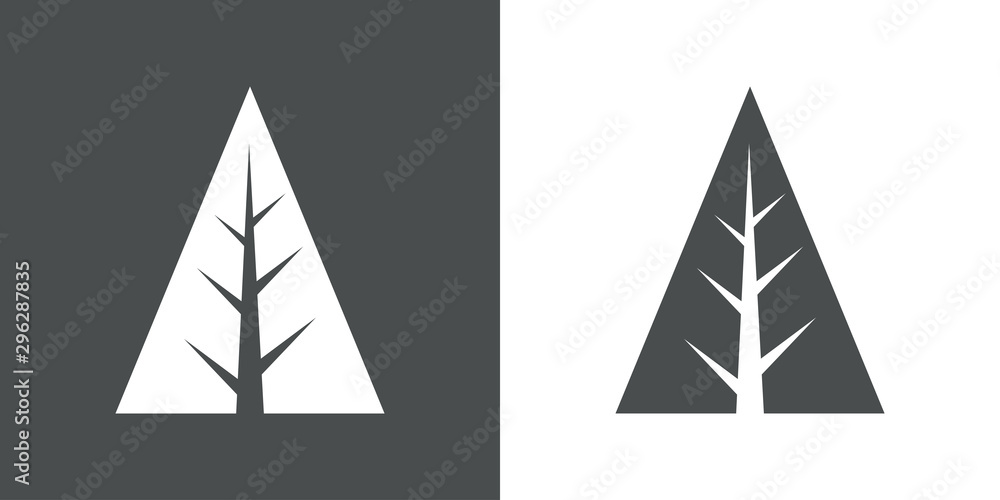 Logotipo árbol abstracto con triangulo con ramas y tronco gris y blanco
