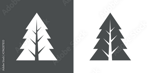 Logotipo árbol abstracto con triangulo con ramas y tronco gris y blanco