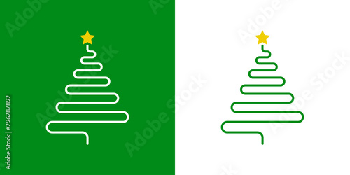 Logotipo con árbol abstracto lineal como cable en verde y blanco