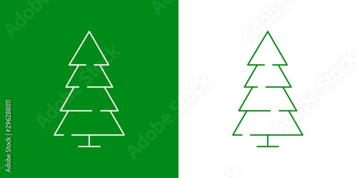 Logotipo con árbol abstracto lineal triangulo con base en verde y blanco