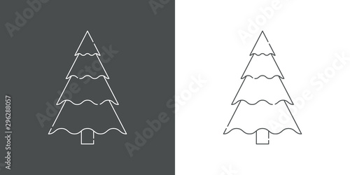 Logotipo árbol abstracto lineal triangulo y curvas gris y blanco