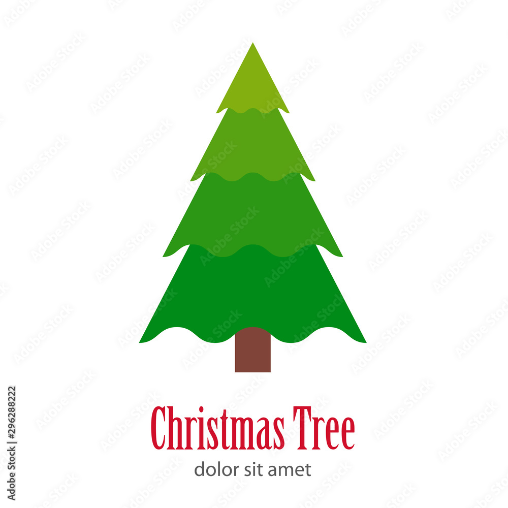 Logotipo con texto Christmas Tree con árbol abstracto triangulo con curvas verde Logotipo con texto Christmas Tree con árbol abstracto triangulo con curvas verde
