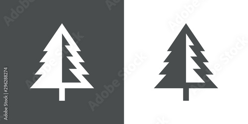 Logotipo con árbol abstracto triangulo con ramas con espacio negativo gris y blanco