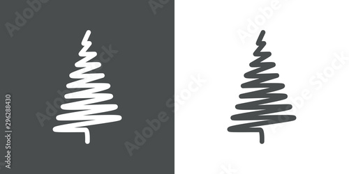Logotipo con árbol abstracto lineal en zigzag gris y blanco