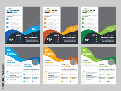 DL Bifold Business vector template. Brochure design, cover modern layout, annual report, poster, flyer in A4 with colorful shapes