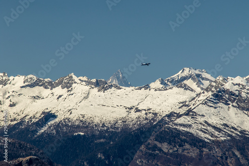 Plane above the Swiss alps