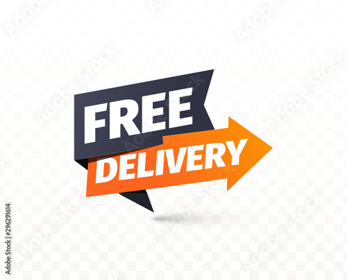 Free delivery vector icon. Shipping pointer. Sticker of cargo services on transparent background
