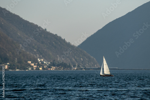 Yachting on Lugano lake in switzerland
