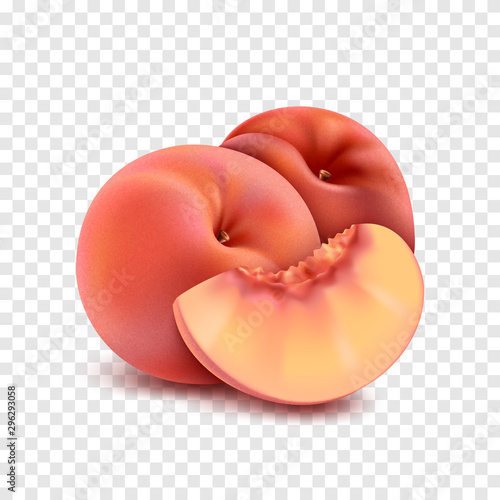 3d realistic peaches isolated on transparent background