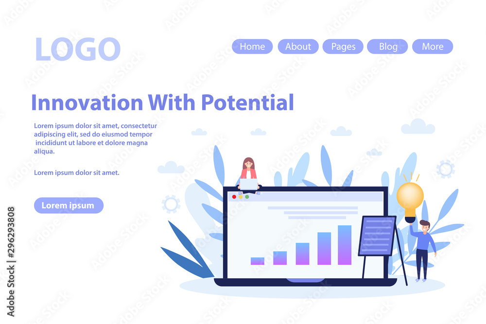 Innovation with potential web page.Flat vector illustration isolated on white background. Can use for web banner, infographics, web page. Innovation with potential web page.Flat vector illustration isolated on white background. Can use for web banner, infographics, web page.