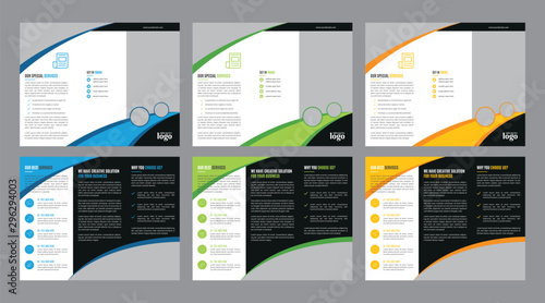 Trifold Business vector template. Brochure design, cover modern layout, annual report, poster, flyer in A4 with colorful shapes for tech, science, market with light background