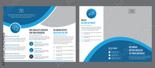 Trifold Business vector template. Brochure design, cover modern layout, annual report, poster, flyer in A4 with colorful shapes for tech, science, market with light background