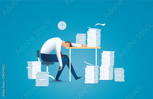 Tired business man. overworking concept vector illustration EPS10