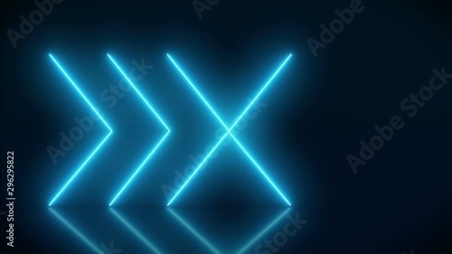Wallpaper Mural Video animation of glowing neon arrows in blue on reflecting floor. - Abstract background - laser show Torontodigital.ca