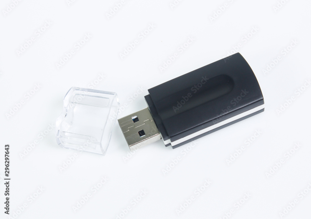 Black USB memory stick isolated on white background Black USB memory stick isolated on white background