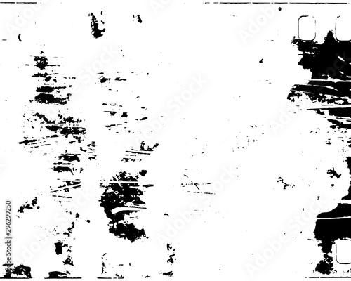 Vector blank grained and scratched film strip texture background. Old film effect