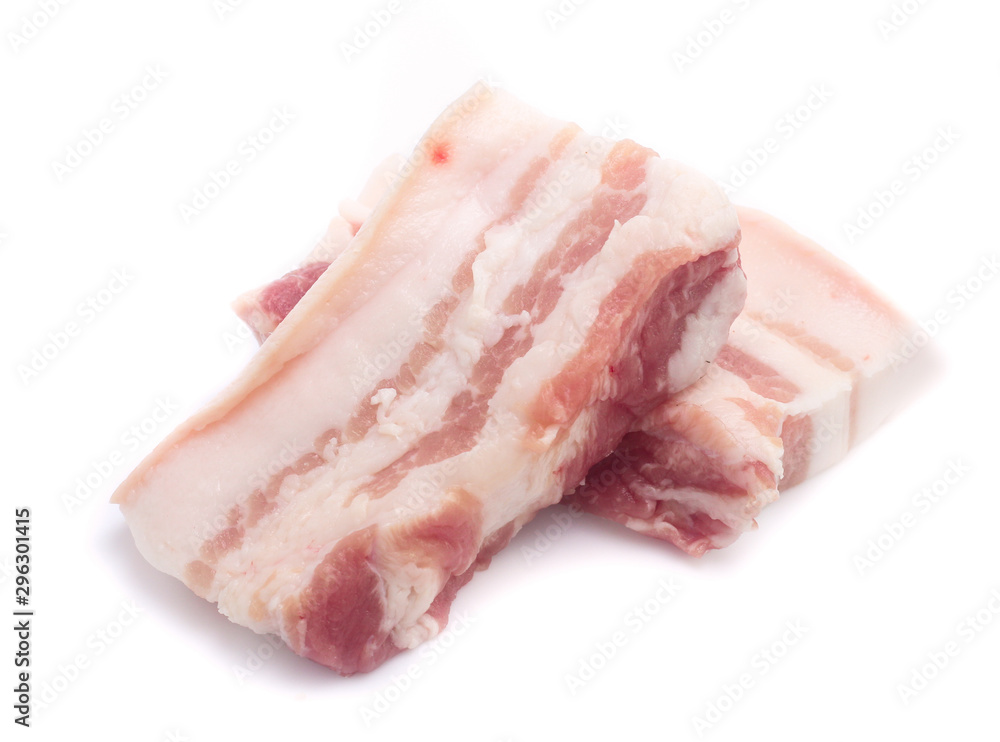 Pork belly on a white background