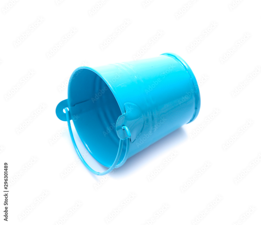 empty blue metal bucket isolated on a white background empty blue metal bucket isolated on a white background