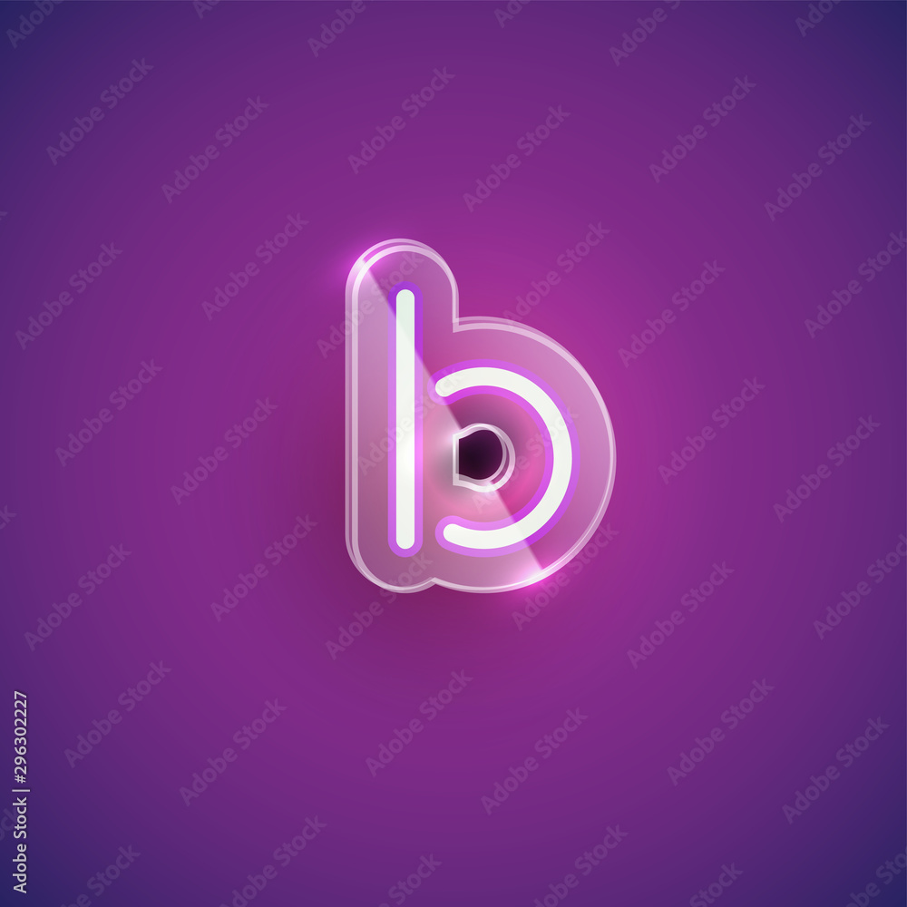 Realistic neon B character with plastic case around, vector illustration Realistic neon B character with plastic case around, vector illustration