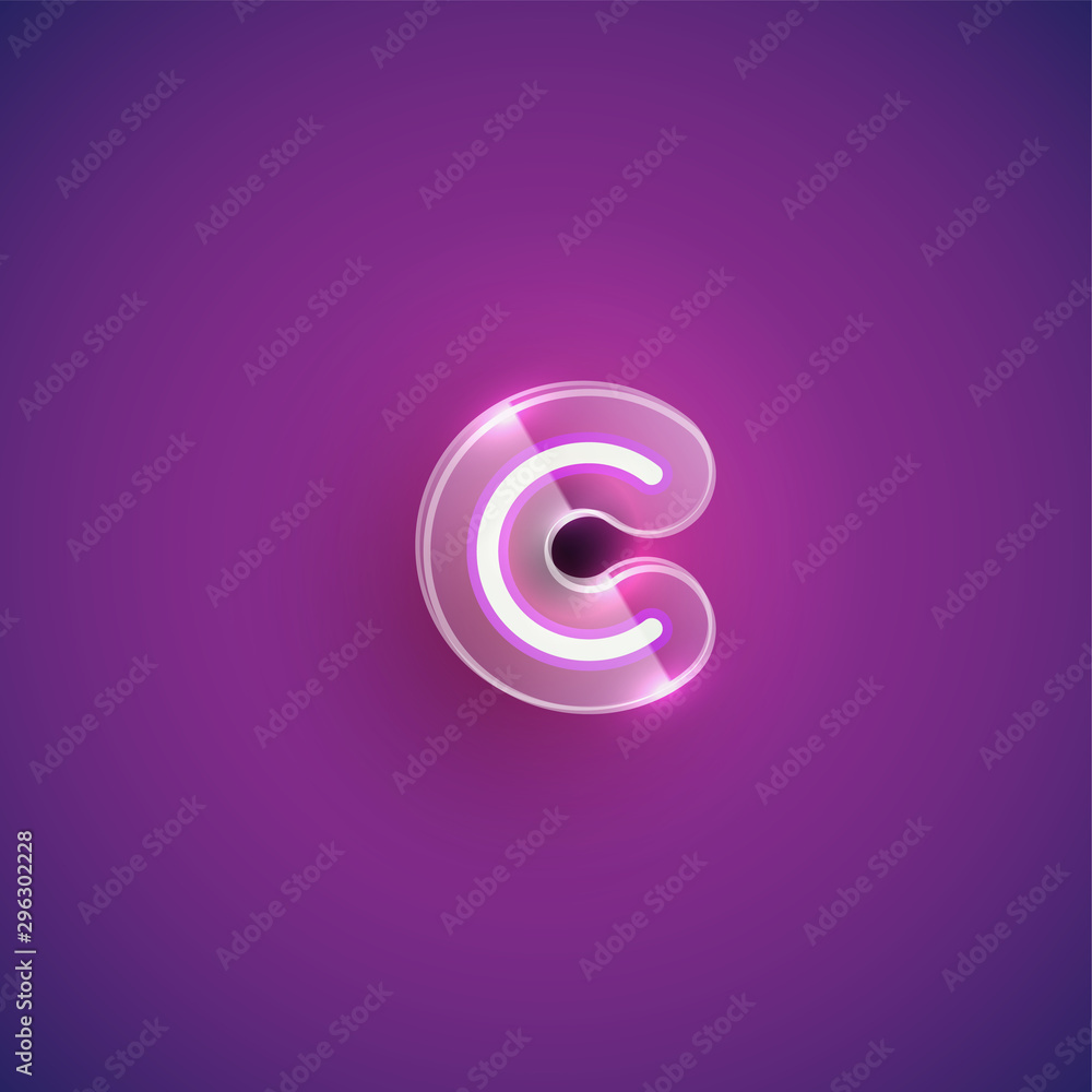 Realistic neon character with plastic case around, vector illustration Realistic neon character with plastic case around, vector illustration
