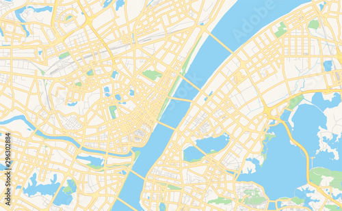 Printable street map of Wuhan, China