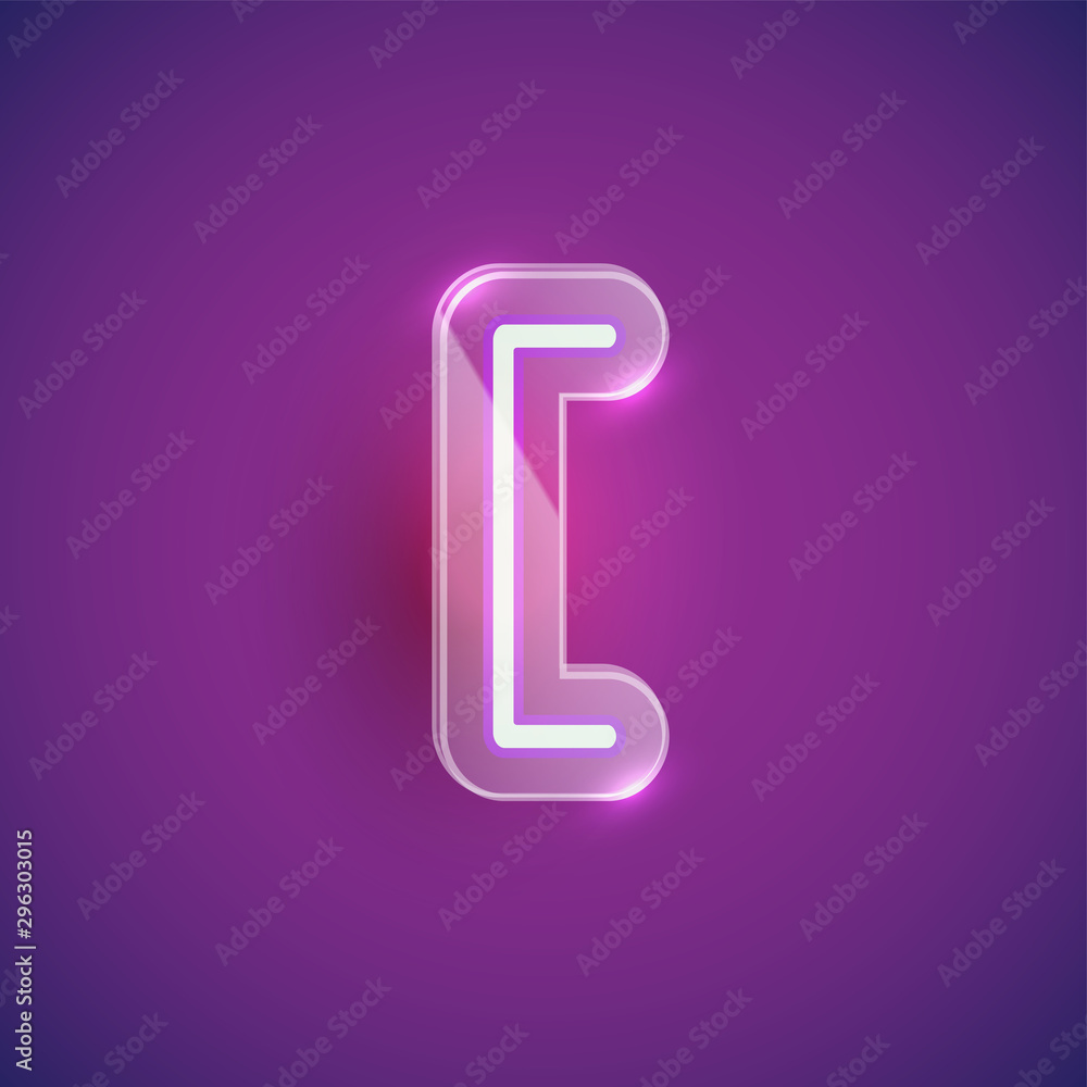 Realistic neon 'bracket' character with plastic case around, vector illustration Realistic neon 'bracket' character with plastic case around, vector illustration