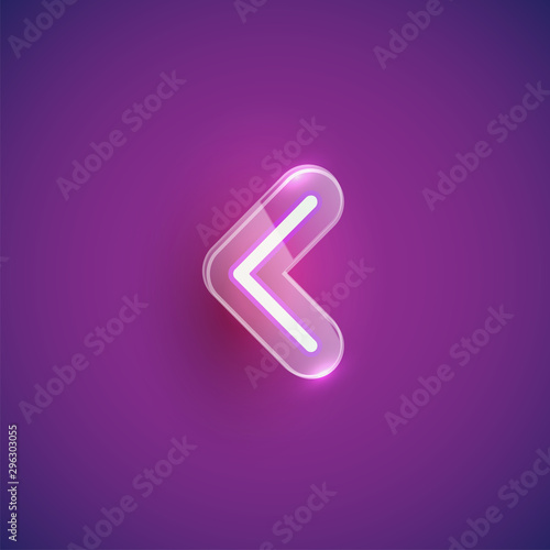 Realistic neon 'guillemet' character with plastic case around, vector illustration © Sebestyen Balint