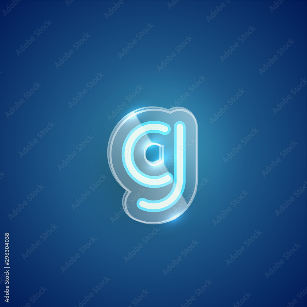 Obraz premium Realistic neon G character with plastic case around, vector illustration