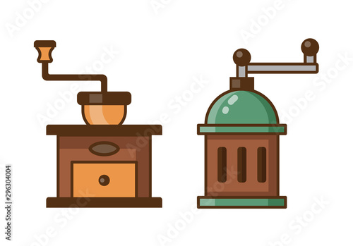 Manual Retro Coffee Grinder Line Art Icons